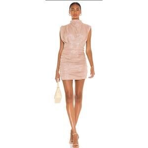 Line & Dot Laura Sparkly pink ruched dress Sz Medium Shimmer Party Cocktail NYE